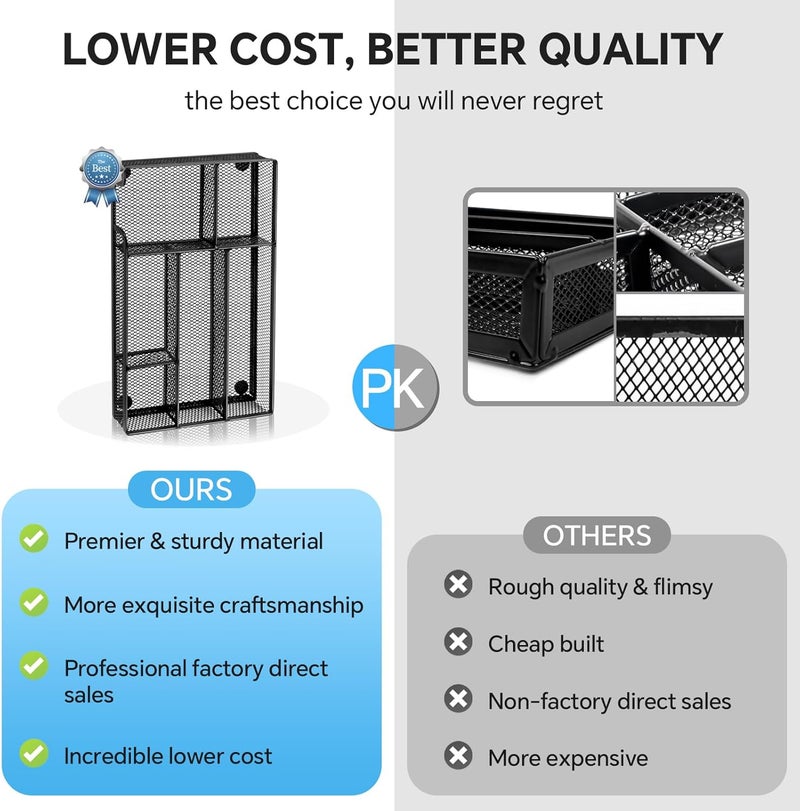 Kciplab Desk Drawer Organizer, Office Drawer Divider Organizer Tray with 6 Compartments, Metal Mesh Desktop Organization and Accessories for Stationery Makeup Kitchen Toolroom School ＆ Office, 11x6.1x1.38 in - Image 4